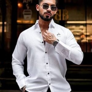 Men's Cotton Casual Shirt white