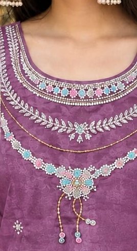 Plum Purple Embroidered Kurta Pant Set with Dupatta - Image 2