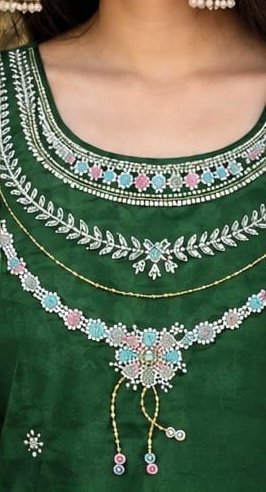 Emerald Green Embroidered Kurta Pant Set with Dupatta - Image 2