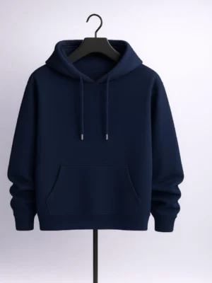 Men’s Premium Solid Navy Blue Fleece Pullover Hoodie